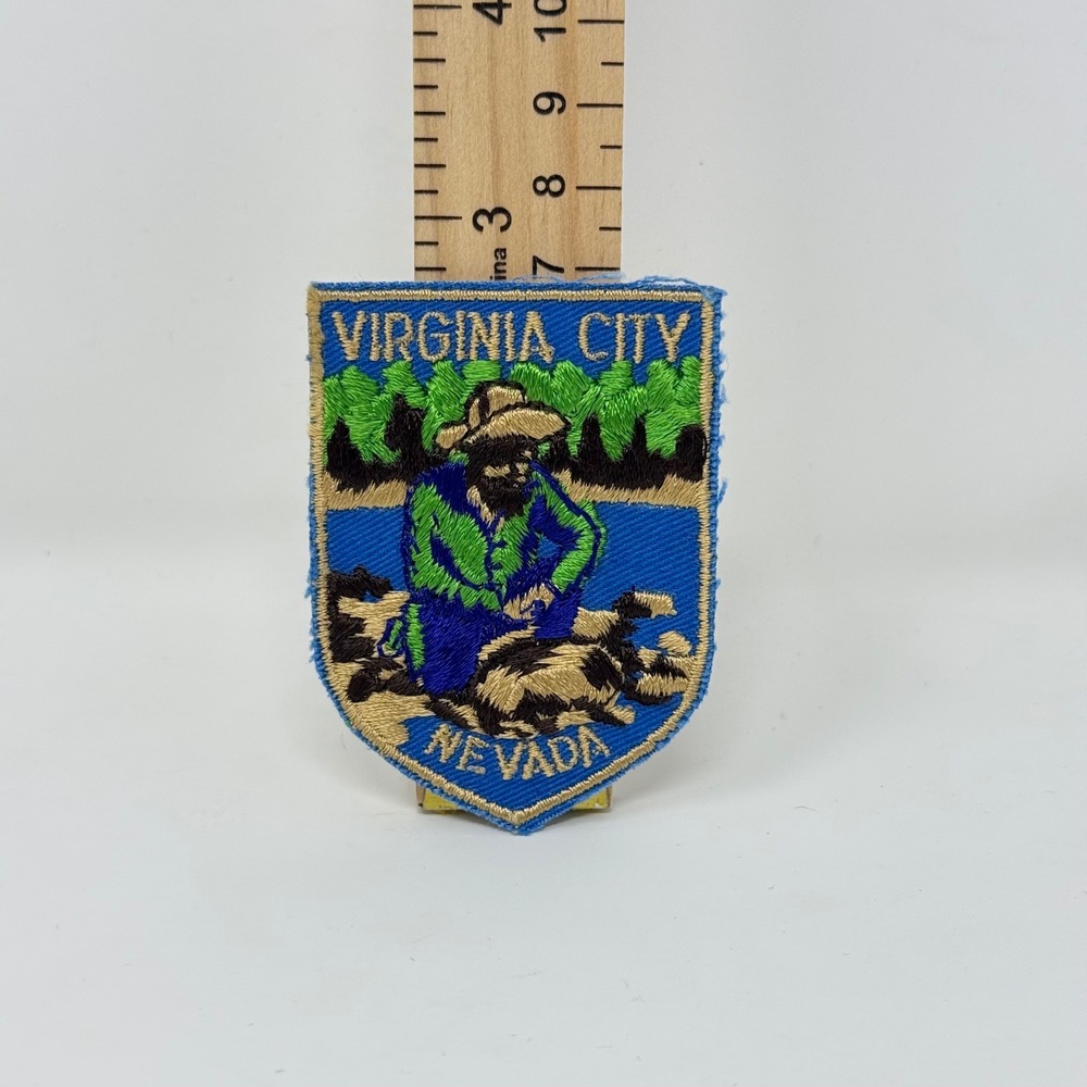 Vintage Virginia City Nevada Prospector Gold Panning Souvenir Embroidered Patch